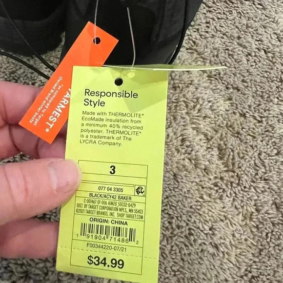 NWT new target kids 3 baker all in motion waterproof Velcro black boots snow - Picture 12 of 17